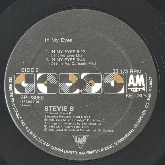 VINTAGE, 1989 STEVIE B, IN MY EYES 12" E.P.!!! - Picture 4 of 6